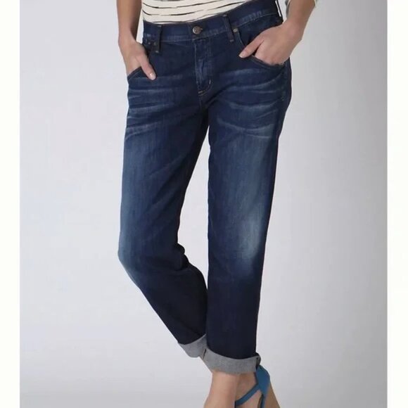 Citizens of Humanity Dylan Drop Rise Cropped Jeans Dark Wash Size 31 - Picture 1 of 13